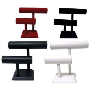 DS-001 Double "T" Bar Leatherette/Velvet Display  - DisplayImporter.com