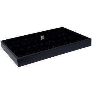 DS-057 40 Tab Black Velvet/Leatherette Ring/Pendant Tray  - DisplayImporter.com