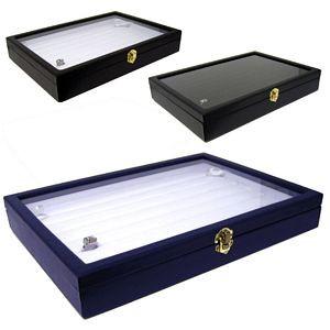 DS-071 Leatherette/Velvet Ring Insert Display Tray With Clear Glass Top  - DisplayImporter.com - 1