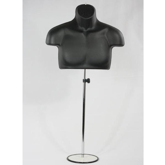 Male Half Body T-Shirt Hanging Torso Mannequin Form w/ Adjustable Stand