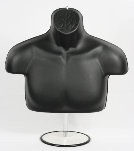 MN-447 Male Half Body T-Shirt Hanging Torso Mannequin Form w/ Adjustable Stand - DisplayImporter