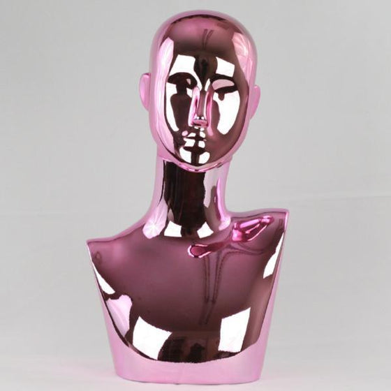 MN-442 Chrome Female Abstract Mannequin Head Display - DisplayImporter