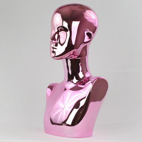 MN-442 Chrome Female Abstract Mannequin Head Display - DisplayImporter