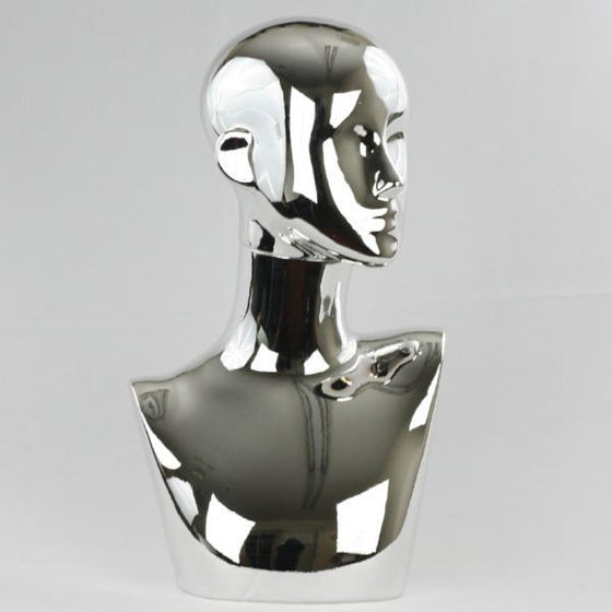 MN-441 Chrome Female Abstract Mannequin Head Display - DisplayImporter