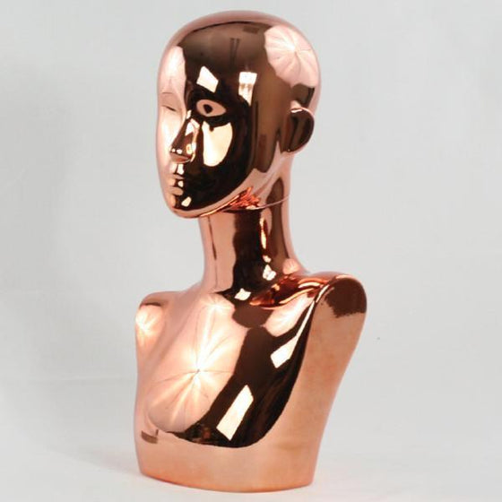 Chrome Female Abstract Mannequin Head Display