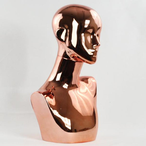 Chrome Female Abstract Mannequin Head Display