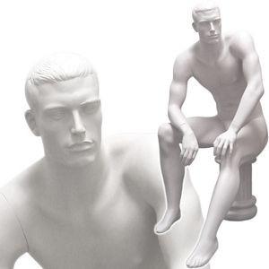 MN-071 Men's Full Size Sitting Masculine Mannequin with Pedestal White - DisplayImporter.com - 4