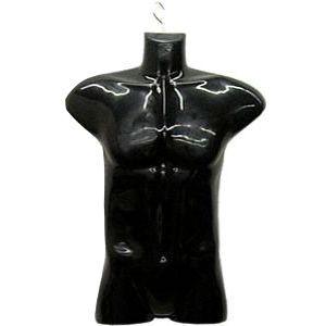 MN-116 Plastic Male Torso Form with Metal Swivel Hook Black - DisplayImporter.com - 2