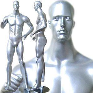 MN-161 Men's Full Size Standing Masculine Mannequin Silver - DisplayImporter.com - 3