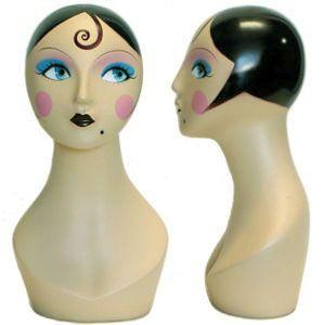 MN-225 Colorful Vintage Style Female Mannequin Head Form  - DisplayImporter.com - 1