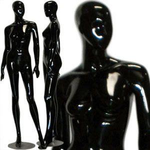 MN-229 Abstract Female Mannequin in High Glossy Paint Glossy Black - DisplayImporter.com - 2