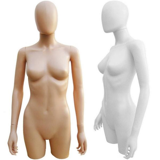 MN-248 Plastic 3/4 Torso Female Upper Body Torso Form with Removable Head - DisplayImporter