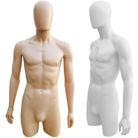 MN-249 Plastic 3/4 Torso Male Upper Body Torso Form with Removable Head - DisplayImporter