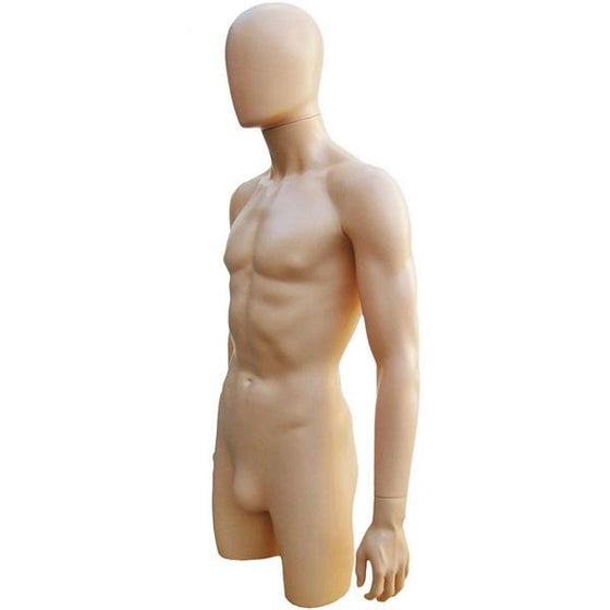 MN-249 Plastic 3/4 Torso Male Upper Body Torso Form with Removable Head - DisplayImporter
