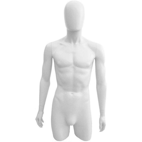 MN-249 Plastic 3/4 Torso Male Upper Body Torso Form with Removable Head - DisplayImporter