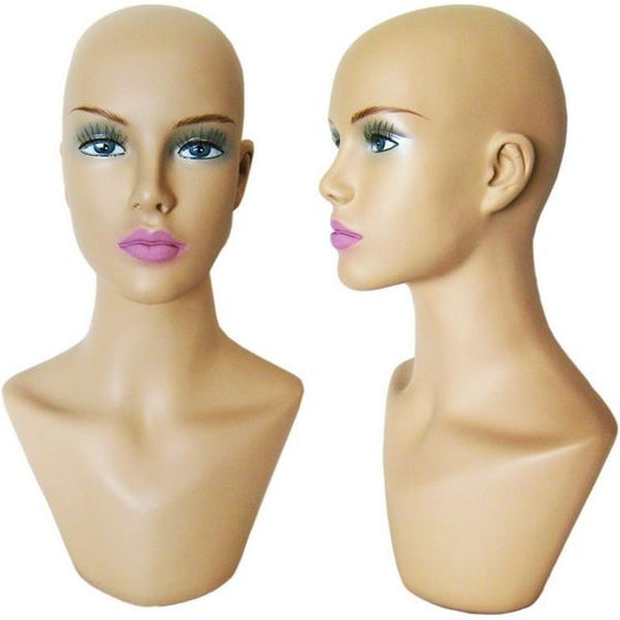 MN-322 Female Display Head Form with Bust - DisplayImporter