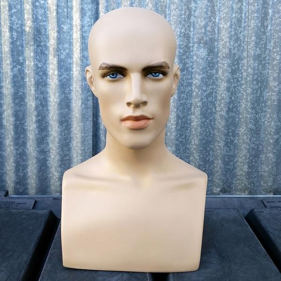 MN-413 Male Mannequin Head Form with Bust - DisplayImporter