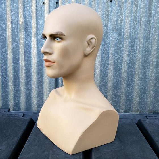 MN-413 Male Mannequin Head Form with Bust - DisplayImporter