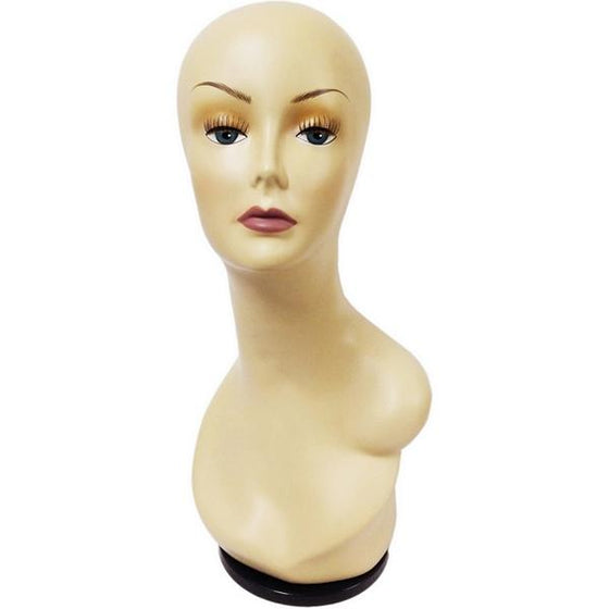 MN-436B Female Fleshtone Mannequin Head Form with Removable Turn Table Base - DisplayImporter