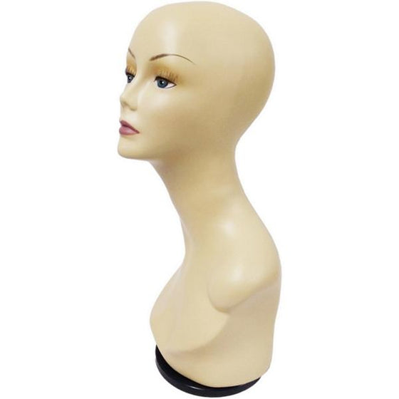 MN-436B Female Fleshtone Mannequin Head Form with Removable Turn Table Base - DisplayImporter