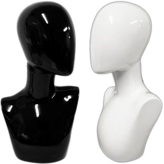 MN-438 Glossy Female Abstract Egghead Mannequin Head Form w/ Swivel Neck - DisplayImporter