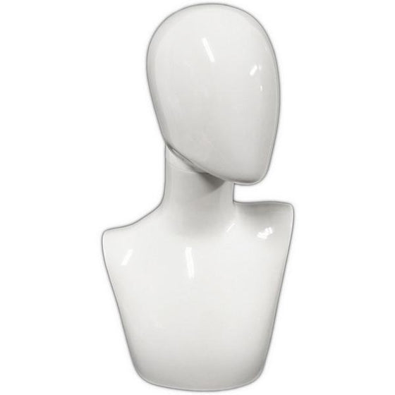 MN-438 Glossy Female Abstract Egghead Mannequin Head Form w/ Swivel Neck - DisplayImporter