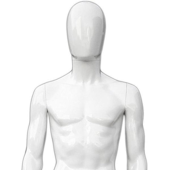 MN-439 Glossy Plastic Egghead Male Full Size Mannequin with Removable Head - DisplayImporter