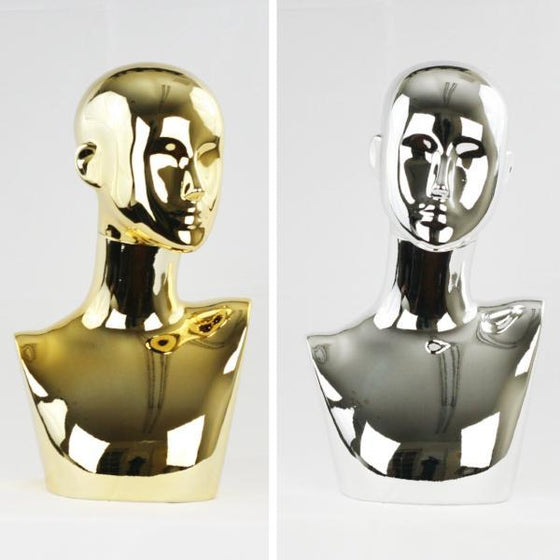 Chrome Female Abstract Mannequin Head Display