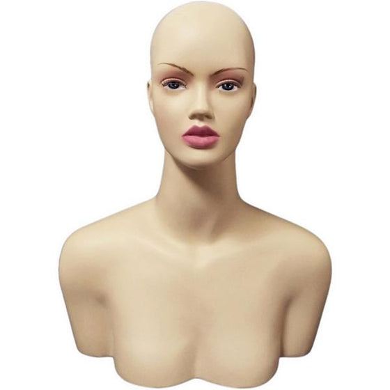 MN-511A Female Mannequin Head Display Form with Shoulder Bust - DisplayImporter