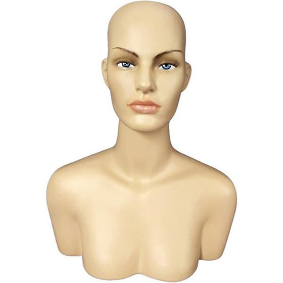 MN-514A Female Mannequin Head Display Form with Shoulder Bust - DisplayImporter