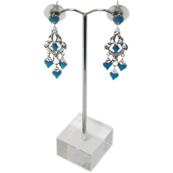 DS-106 Arched Metal "T" Rod Single Pair Earring Stand on Translucent Cube Base  - DisplayImporter.com