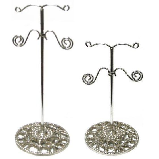 DS-111 Arched 2-Tiered Metal "T" Rod & Base Earring Stand Set  - DisplayImporter.com