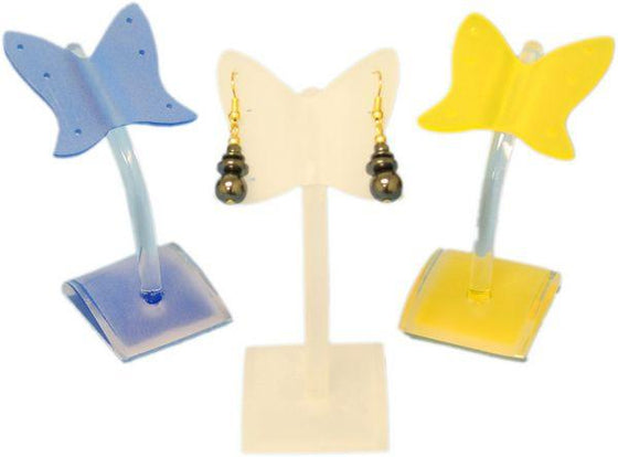 DS-123 Frosted Acrylic Butterfly Earring Display with Curved Base & Rod  - DisplayImporter.com