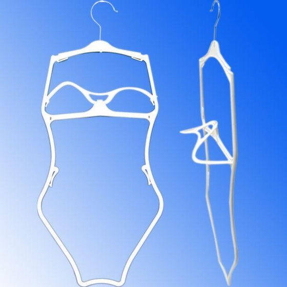 HG-016 White Economy 3 Dimensional Plastic Frame Swimsuit, Bikini, Lingerie Hanger  - DisplayImporter.com