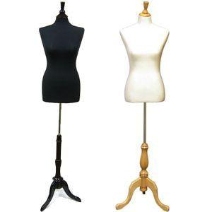 MN-103 Pinnable French Dress Form w/ Tripod Wood Base  - DisplayImporter.com - 1