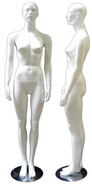 MN-131 Full Size Female Standing Mannequin with Arms Straight Down White - DisplayImporter.com - 3