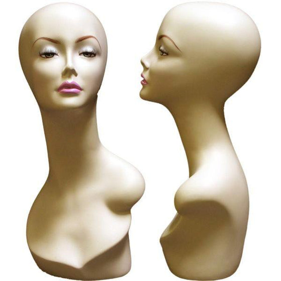 MN-138 Female Fleshtone Mannequin Earless Head Form with Realistic Makeup  - DisplayImporter.com