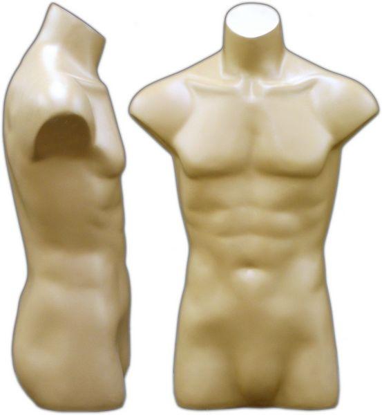 MN-149 Freestanding Armless Masculine Male Torso Form Fleshtone - DisplayImporter.com - 2