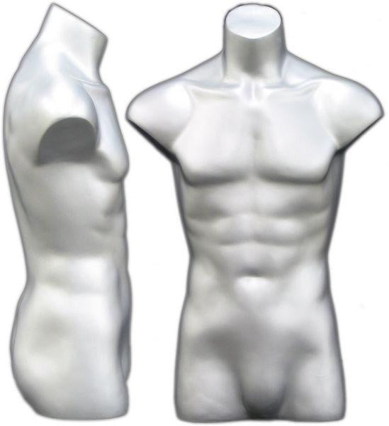 MN-149 Freestanding Armless Masculine Male Torso Form Silver - DisplayImporter.com - 3