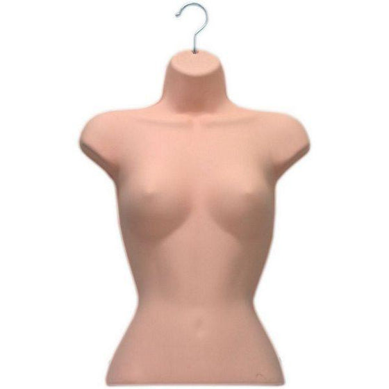 MN-184 Ladies Upper Torso Heavy Duty Injection Mold Form with Metal Swivel Hook Fleshtone - DisplayImporter.com - 3