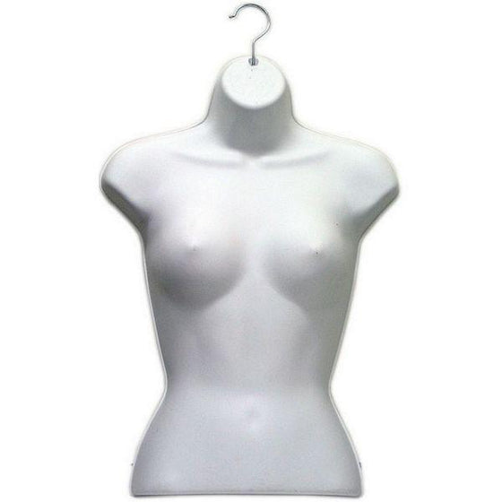 MN-184 Ladies Upper Torso Heavy Duty Injection Mold Form with Metal Swivel Hook White - DisplayImporter.com - 4
