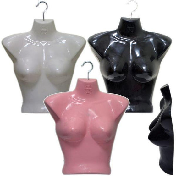 MN-186 Economy Female Upper Torso T-Shirt Form with Metal Swivel Hook  - DisplayImporter.com - 1