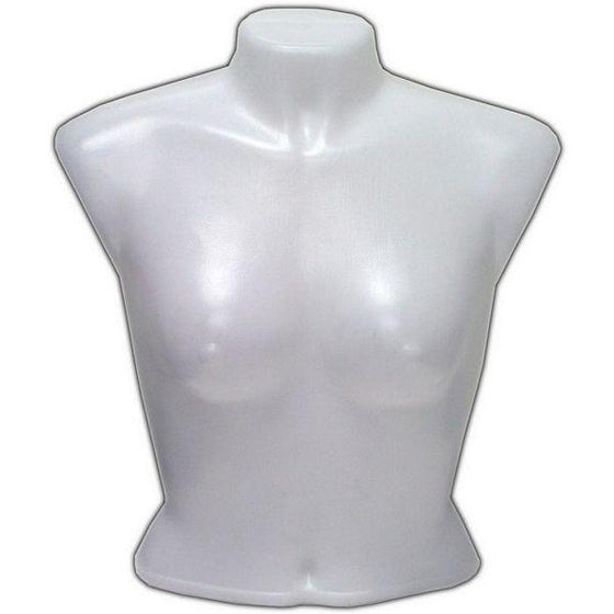 MN-188 Armless Round Body Plastic Female Upper Torso White - DisplayImporter.com - 4