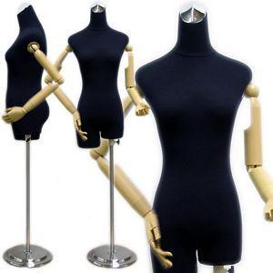 MN-213 Ladies Dress Form with Flexible Arms and Fingers Black Velvet - DisplayImporter.com - 3