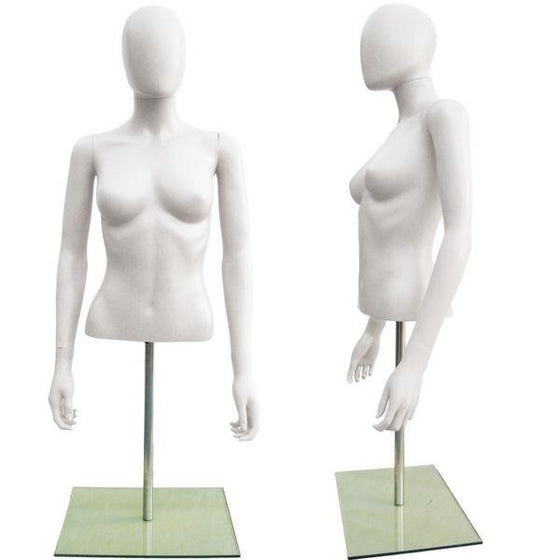 MN-246 Plastic Half Body Female Upper Torso Countertop Form with Removable Head White - DisplayImporter.com - 3