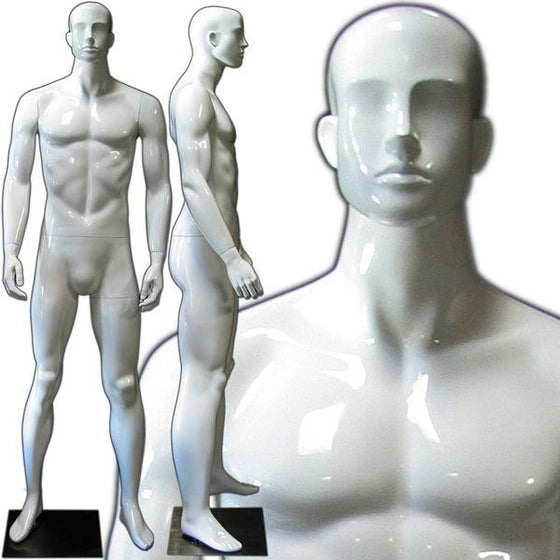 MN-333 Colorful Glossy Abstract Male Mannequin Glossy White - DisplayImporter.com - 6