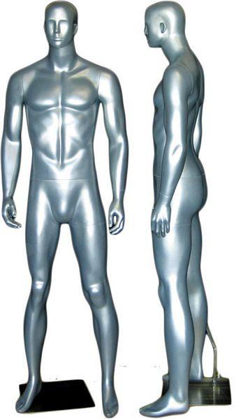 MN-333 Colorful Glossy Abstract Male Mannequin Silver - DisplayImporter.com - 5