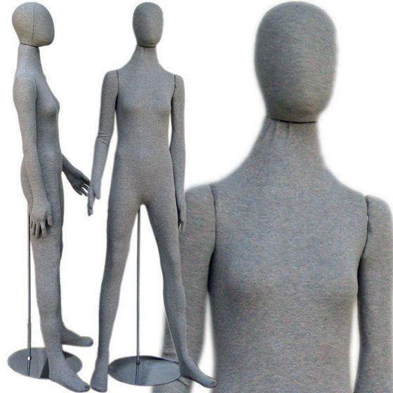 MN-402 Soft Flexible Female Body Form with Egg Head Grey - DisplayImporter.com - 2