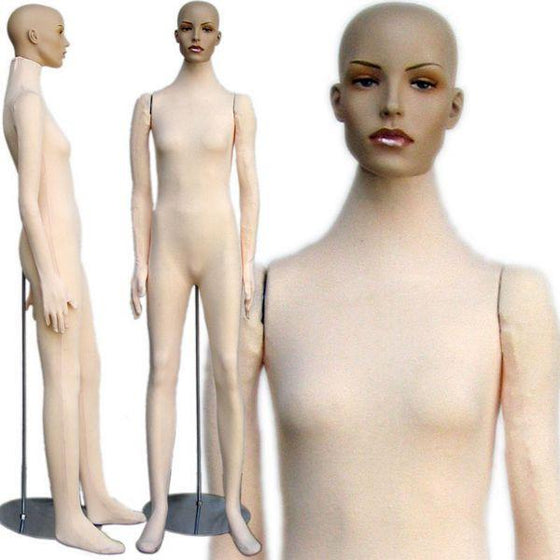 MN-404 Soft Flexible Female Body Form with Realistic Face  - DisplayImporter.com