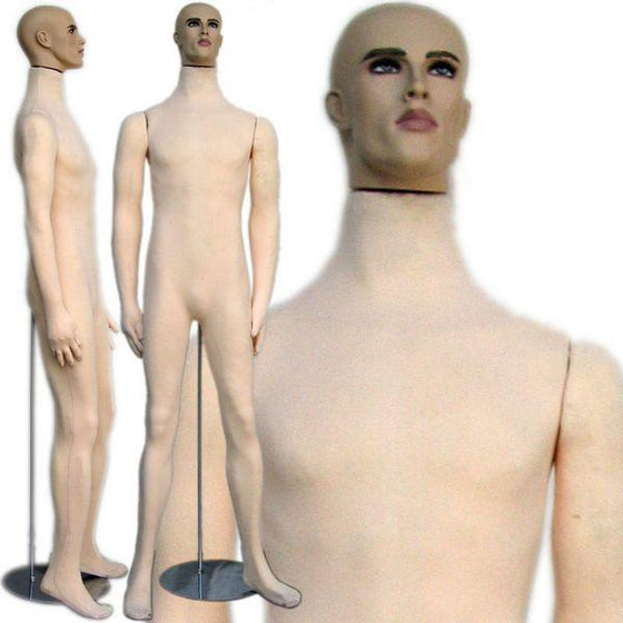 MN-406 Soft Flexible Male Body Form with Realistic Face  - DisplayImporter.com